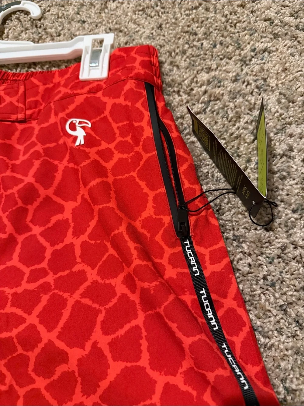 NWT! TUCANN Men’s Red Patterned Swim Trunks